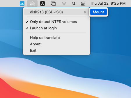 mounting particion ntfs for mac